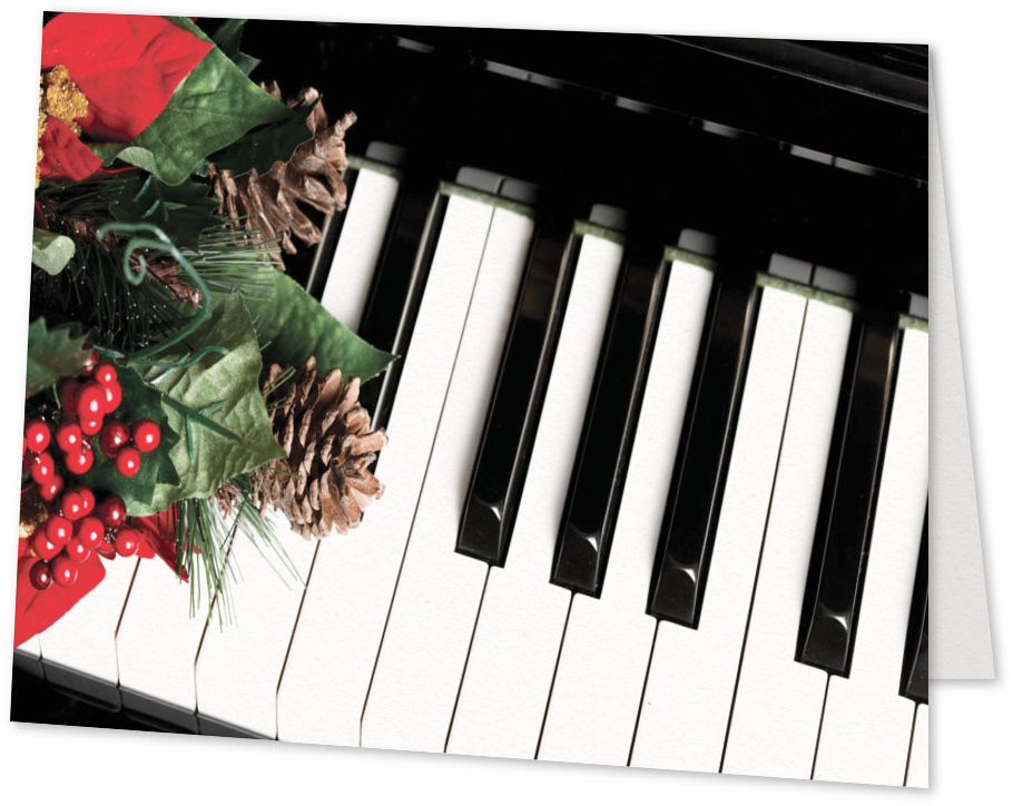 Holiday Card Music Teacher Warehouse - Christmas Piano Clipart (910x724), Png Download