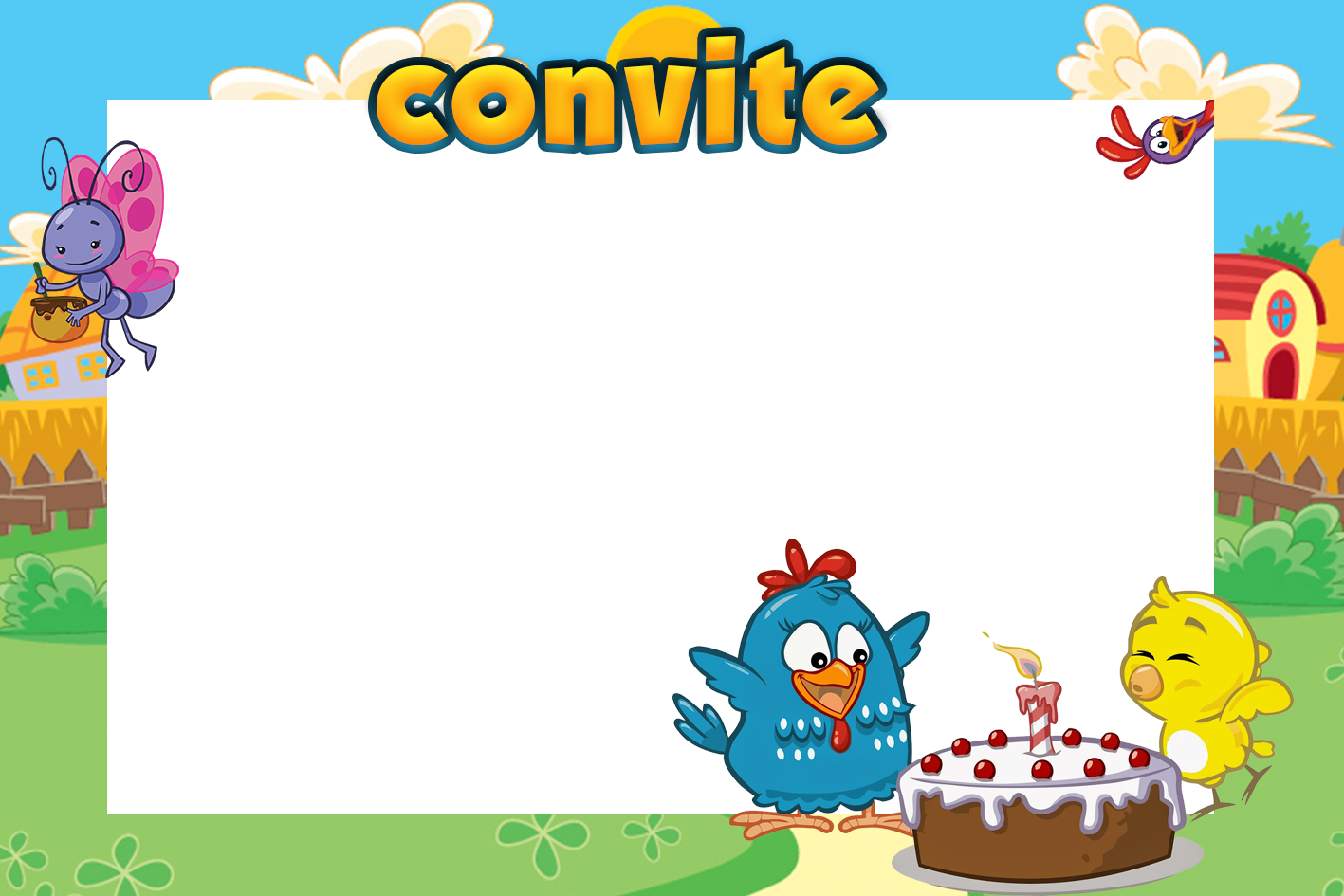 Segue Então Um Convite Em Fundo Transparente Da Galinha - Galinha Pintadinha E Sua Turma Vetor Clipart (1417x945), Png Download