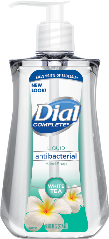 Dial Antibacterial Liquid Hand Soap, White Tea, - Mouthwash Clipart (567x923), Png Download