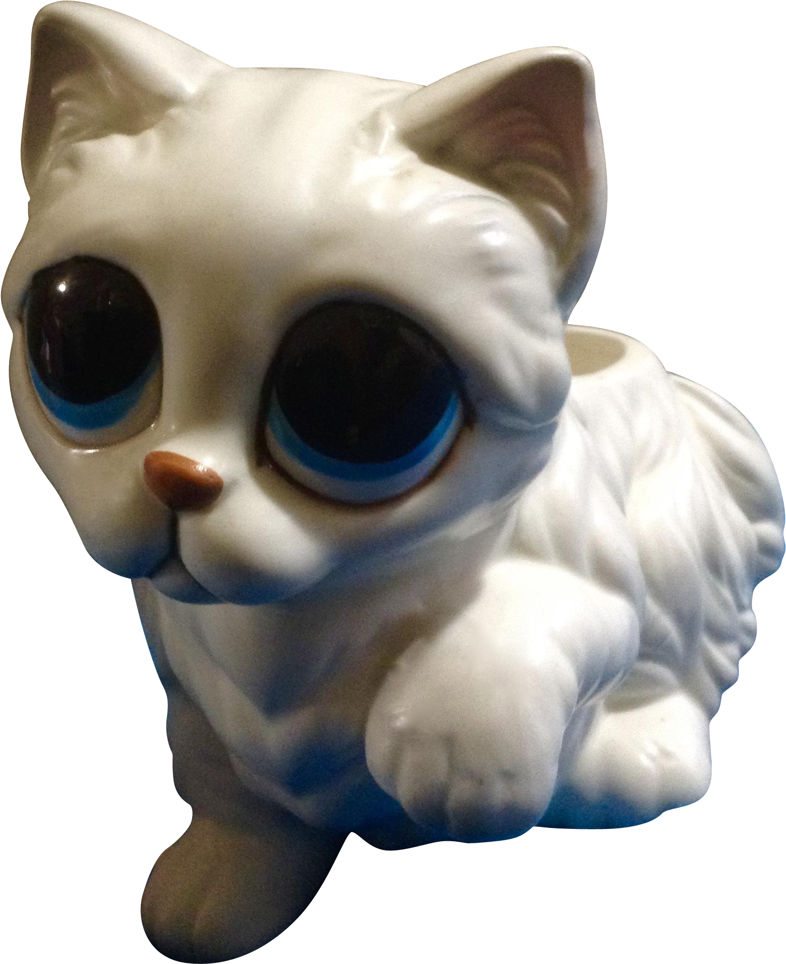 Rare Vintage Lefton Sad Eyed White Cat Figurine Planter - Kitten Clipart (1876x1876), Png Download