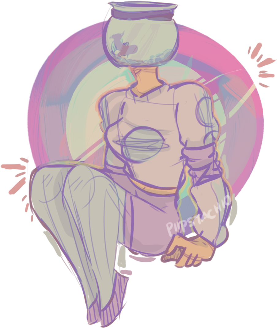 //uwu// Fishbowl Gal - Cartoon Clipart (1280x1232), Png Download