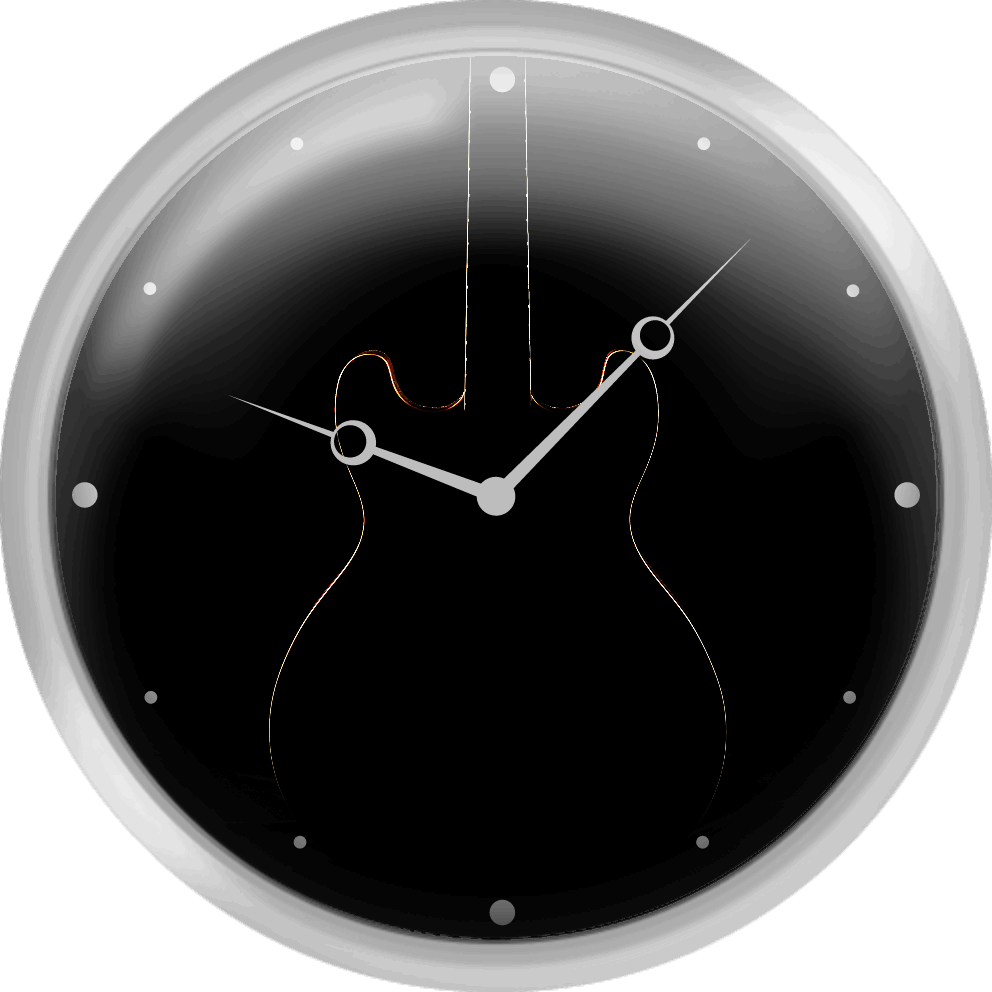 Silhouette Of The Electric Guitar - Wall Clock Clipart (992x992), Png Download