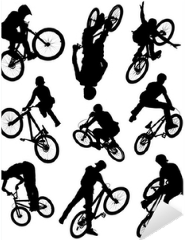 Drawn Biker Motorcycle Stunt - Mountain Bike Silhouette Clipart (640x480), Png Download