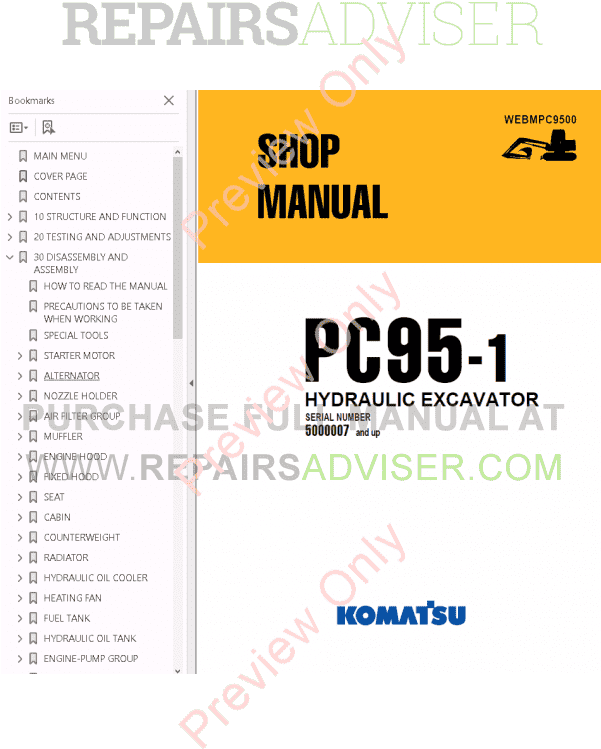 Komatsu Hydraulic Excavator Pc95-1 Set Of Pdf Manuals, - Komatsu Clipart (600x800), Png Download