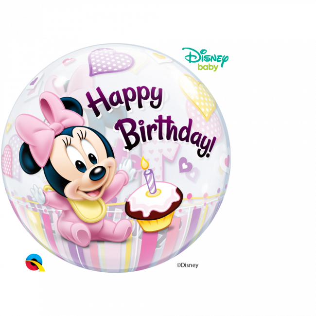 Happy 1st Birthday Girl Minnie Mouse , Png Download - Baby Minnie Mouse Balloon Clipart (650x650), Png Download