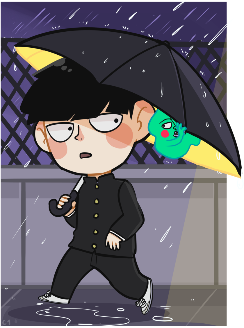 Mob Psycho 100 Rain Clipart (900x1238), Png Download