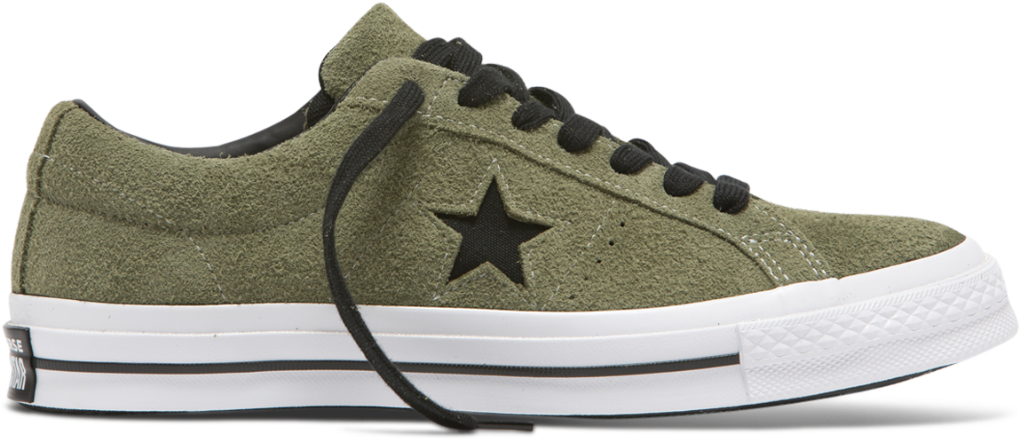 One Star Dark Star Low Top Field Surplus - Converse One Star Dark Green Clipart (1200x1200), Png Download