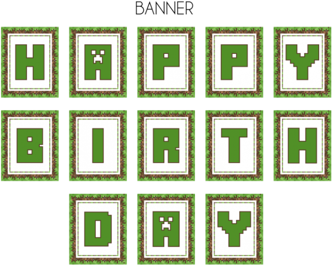 Minecraft Party Food Labels - Minecraft Happy Birthday Banner Printable Free Clipart (728x563), Png Download
