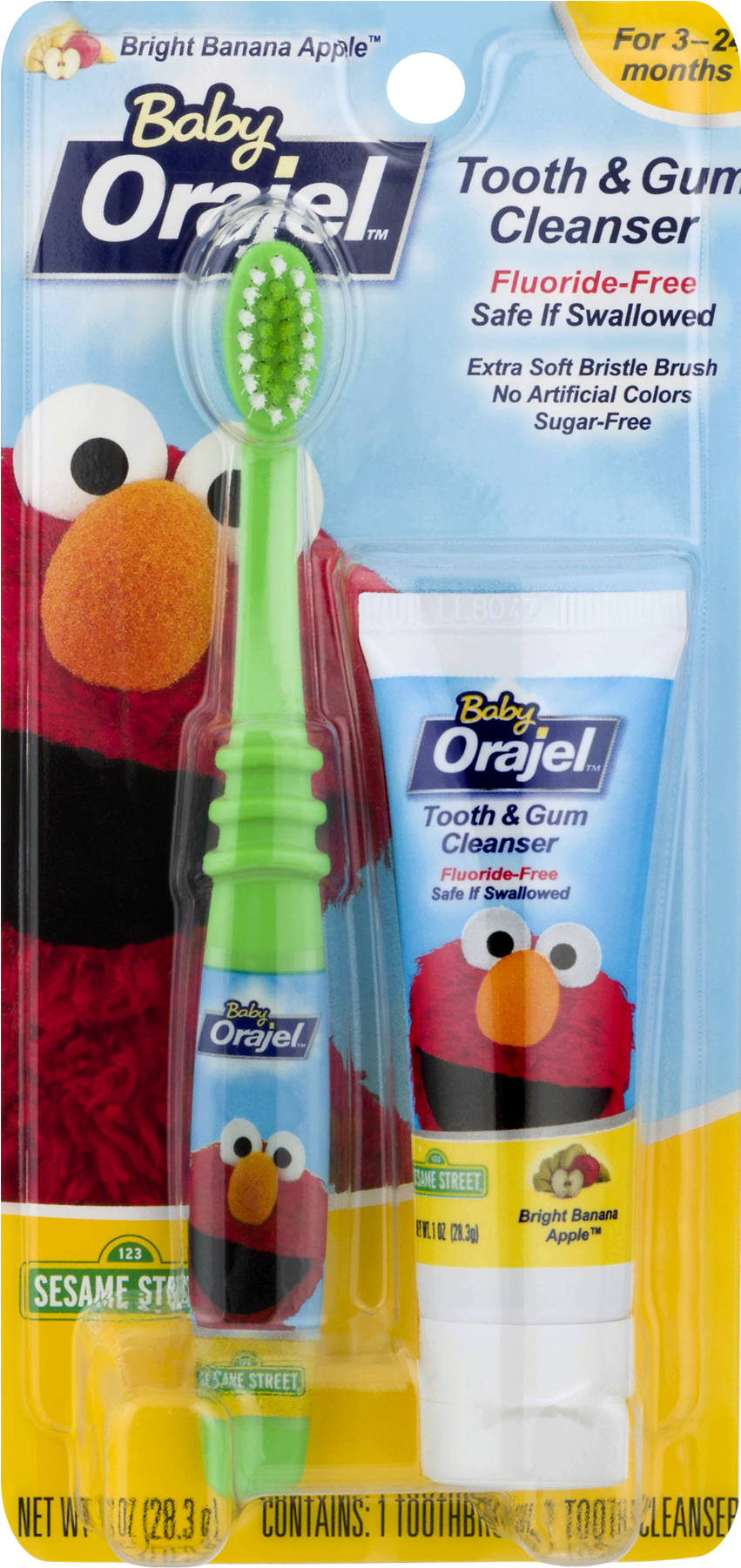 Orajel Baby Elmo Tooth And Gum Cleanser With Toothbrush, - Baby Orajel Tooth And Gum Cleanser Clipart (1800x1800), Png Download