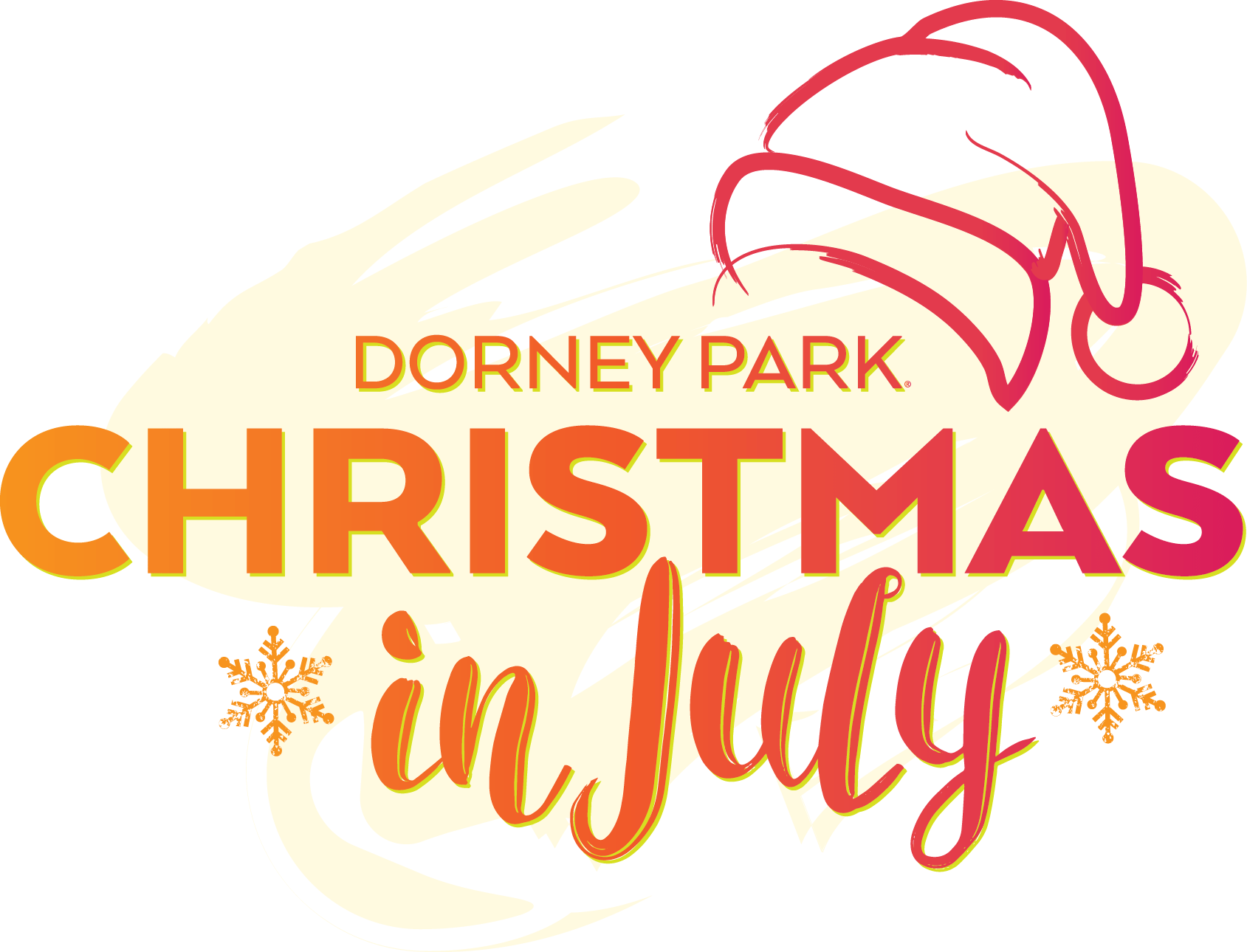 Dorney Park Christmas In July Calligraphy Clipart Large Size Png