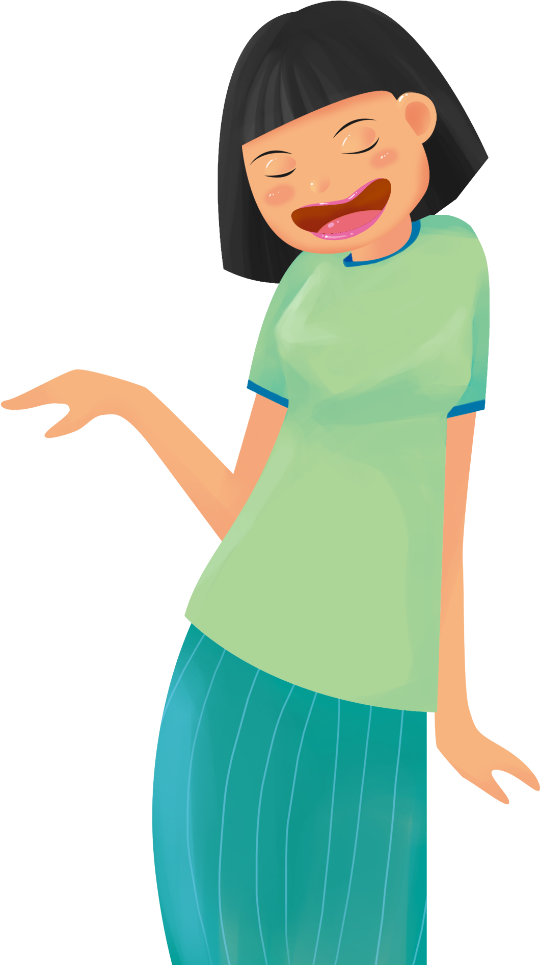 Hand Painted Minimalist Woman Character Png And Psd - Cartoon Clipart (2000x2000), Png Download