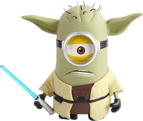 #starwars #yoda #lightsaber #minions #minion #freetoedit - Minion Star Wars Yoda Clipart (493x416), Png Download