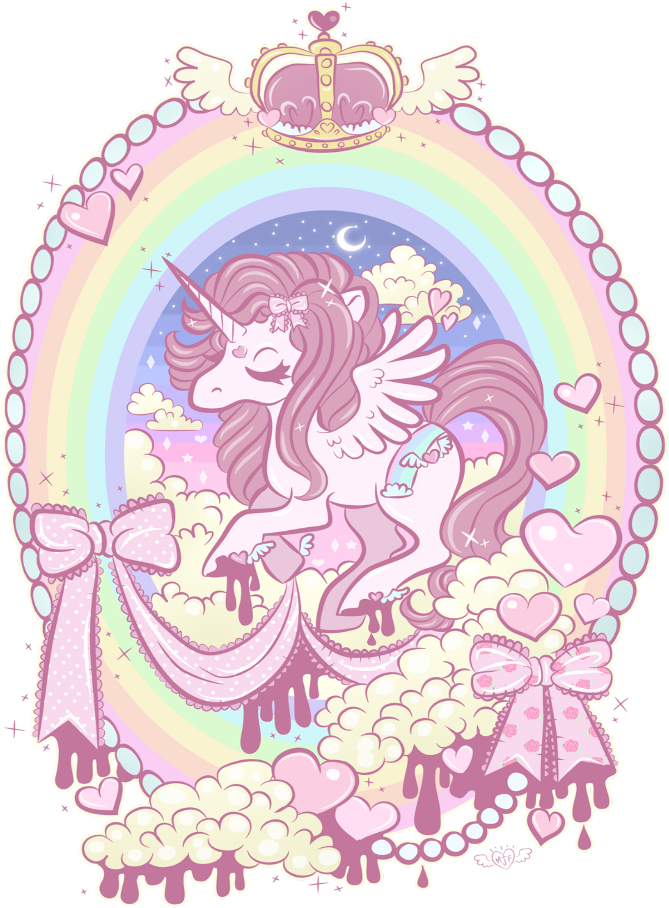 #lolita #unicorn #crown #rainbow #ribbon #love #pinky - Pastel Goth Clipart (1000x1523), Png Download