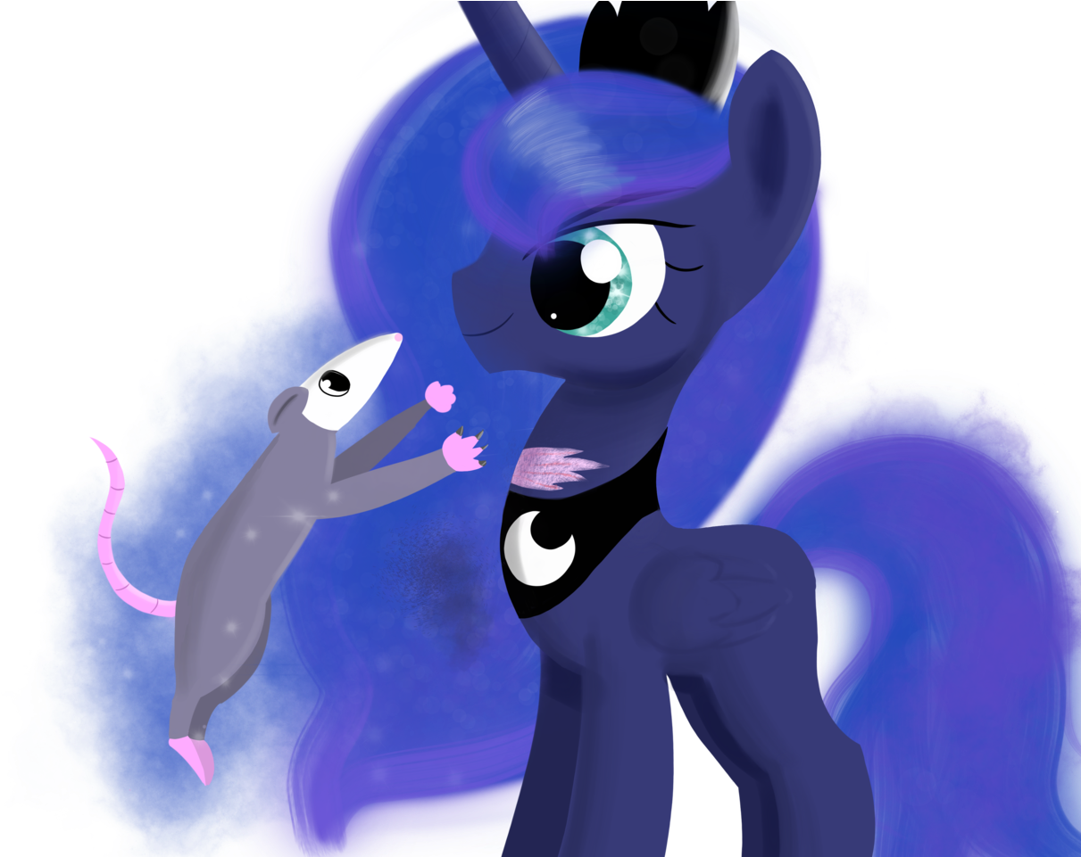 Songbirdserenade, Opossum, Pet, Princess Luna, Safe, - Cartoon Clipart (1211x961), Png Download
