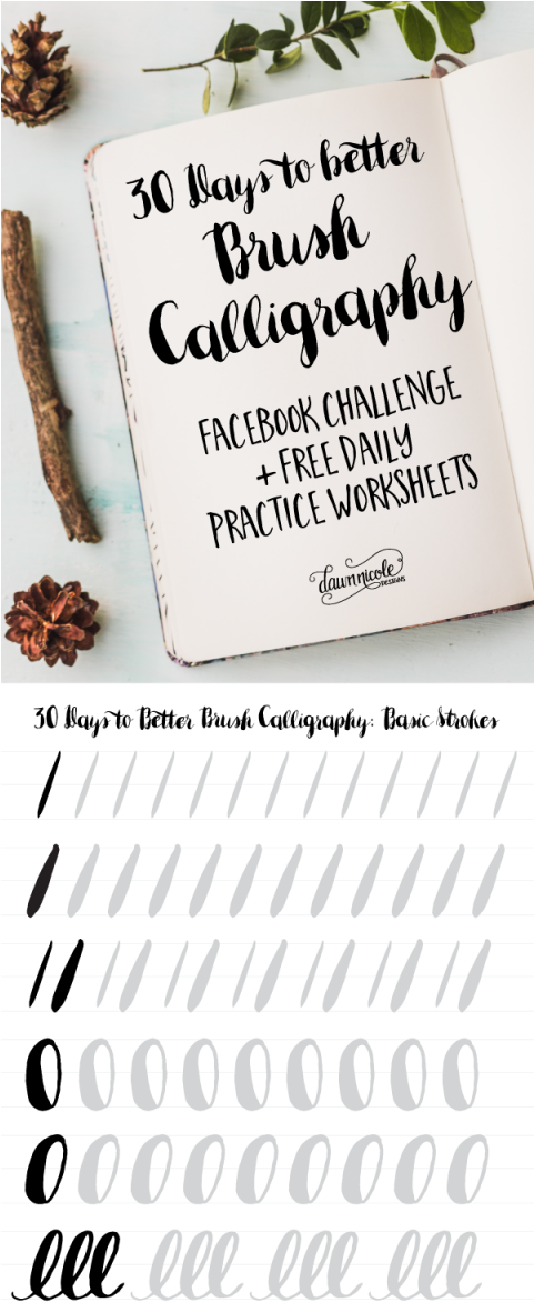 30 Days To Better Brush Calligraphy Facebook Challenge - 30 Days Calligraphy Clipart (480x1200), Png Download