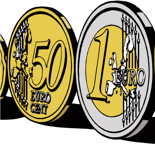 Euro Coins Euro Sign 1 Euro Coin - Clipart Euros - Png Download (530x750), Png Download