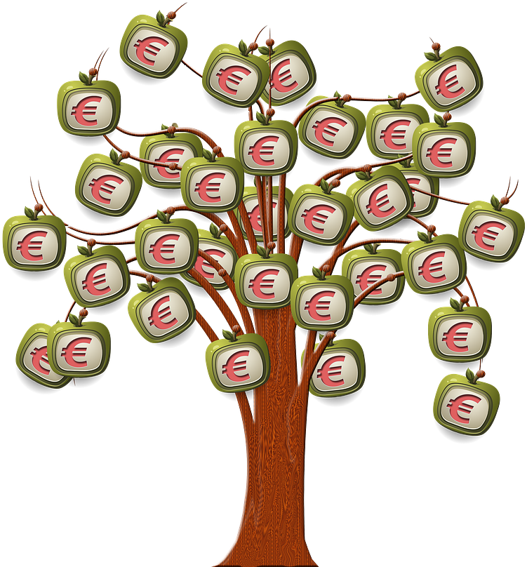 Finance Euro Currency - Apple Tree Money Clipart (1280x905), Png Download