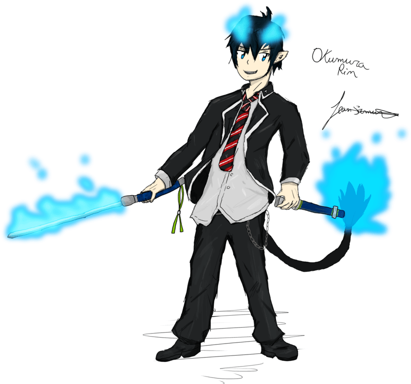 Blue Exorcist Rin Okumura - Cartoon Clipart (1024x887), Png Download