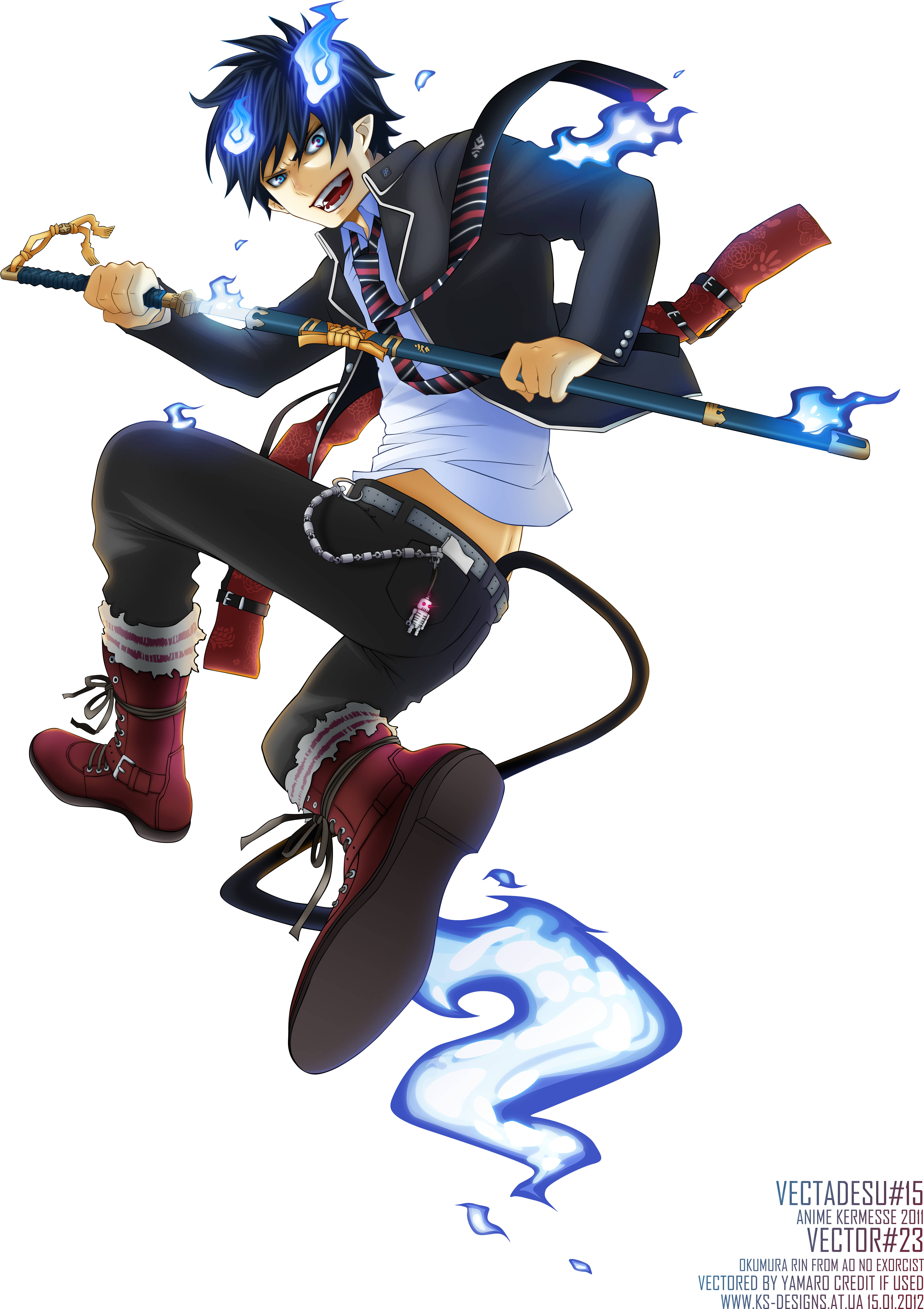 Vector Format - Rin Blue Exorcist Cosplay Clipart (5150x6970), Png Download