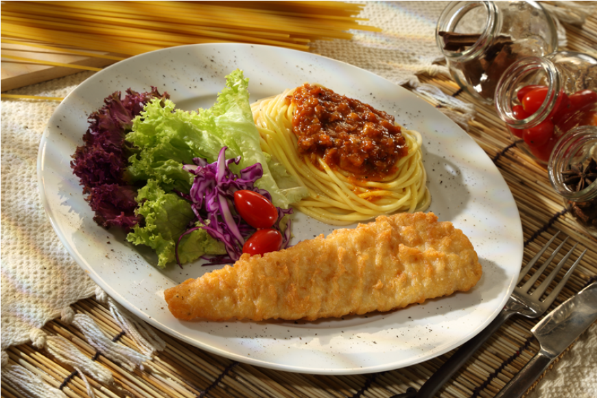 Pasta And Fish Fillet Clipart (870x1110), Png Download