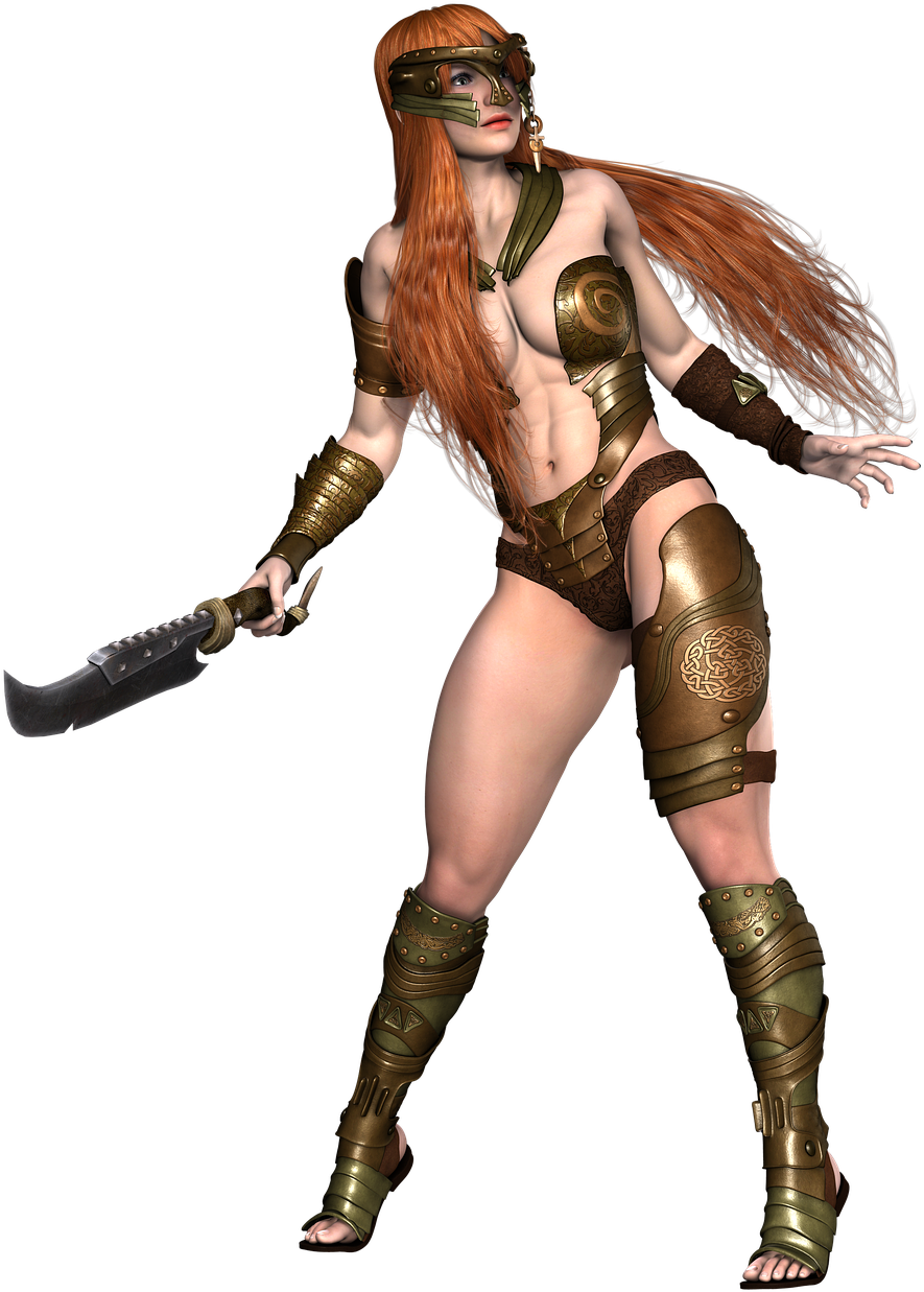 Girl Warrior Fantasy Armor Mask Png Image - Cg Artwork Clipart (1017x1280), Png Download