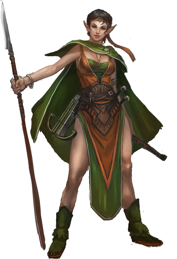 D20 Transparent Elvish - Female Wood Elf Spear Clipart (764x888), Png Download
