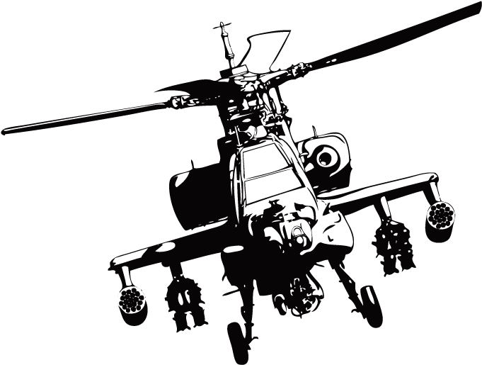 Apache Attack Helicopter Png - Apache Helicopter Silhouette Clipart (681x515), Png Download