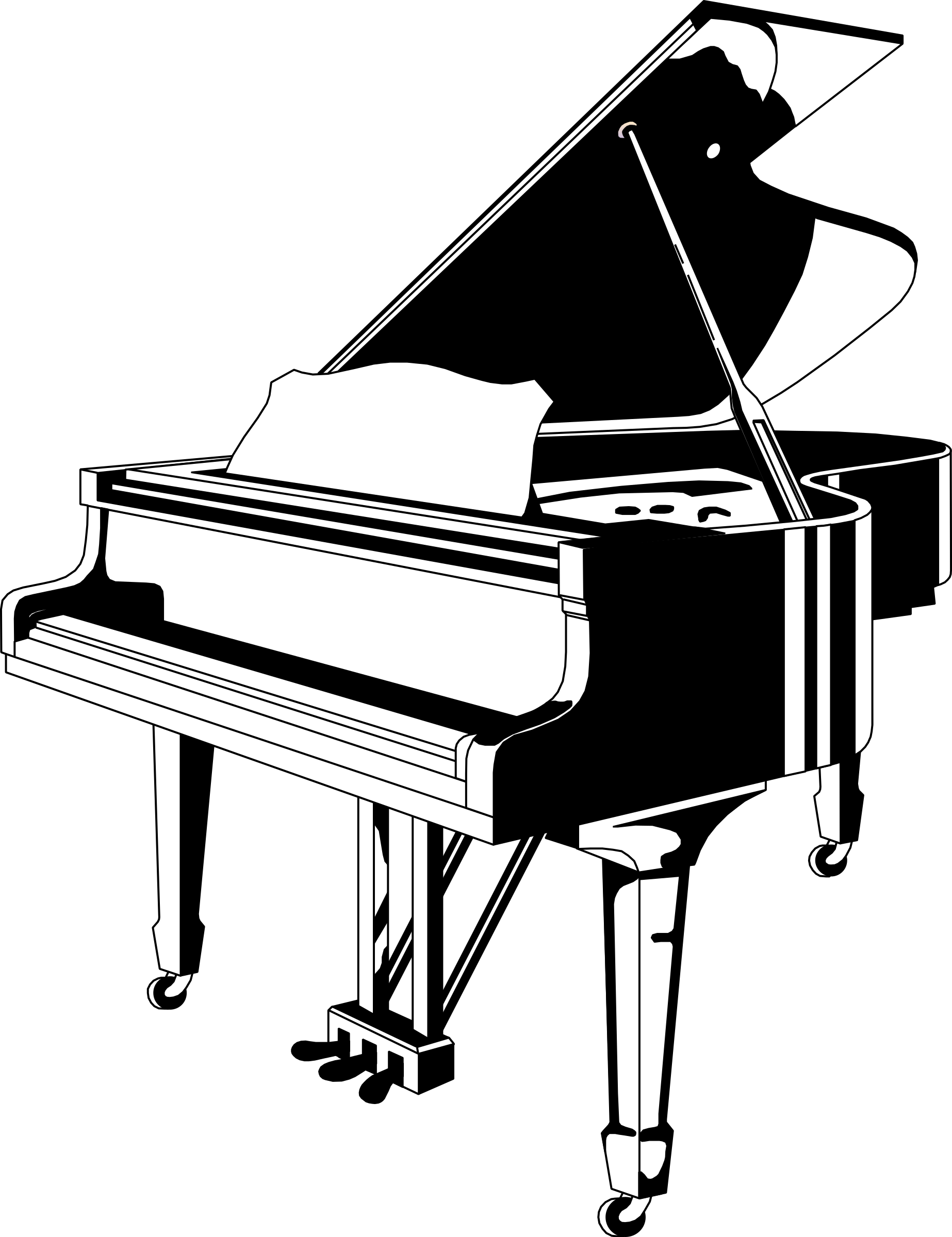 Clipart Black White Big Image Png - Piano Black And White Transparent Png (1846x2400), Png Download