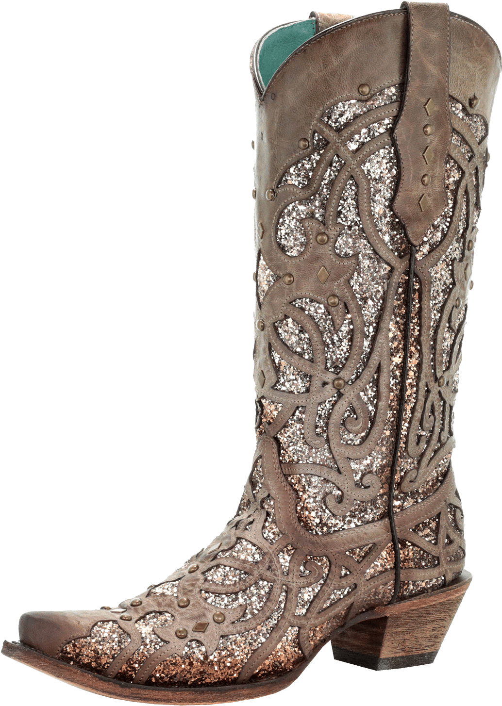 Corral Women's Orix Glitter Inlay & Studs Cowgirl Boot - Cowboy Boot Clipart (1084x1500), Png Download