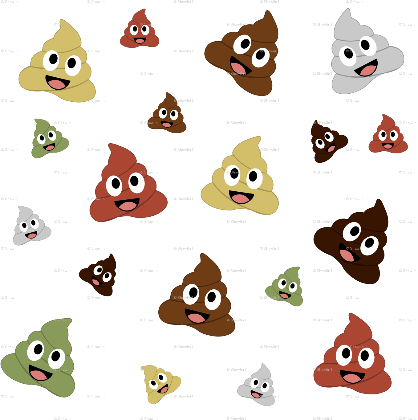 Poops Of Different Color And Diversity Smiling Cute Clipart (1400x1400), Png Download