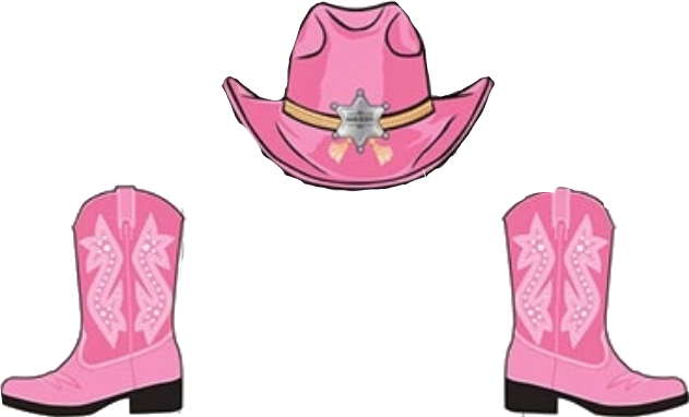 #pink #cowgirl #boots #hat - Cowgirl Boots And Hat Clipart - Png Download (631x382), Png Download