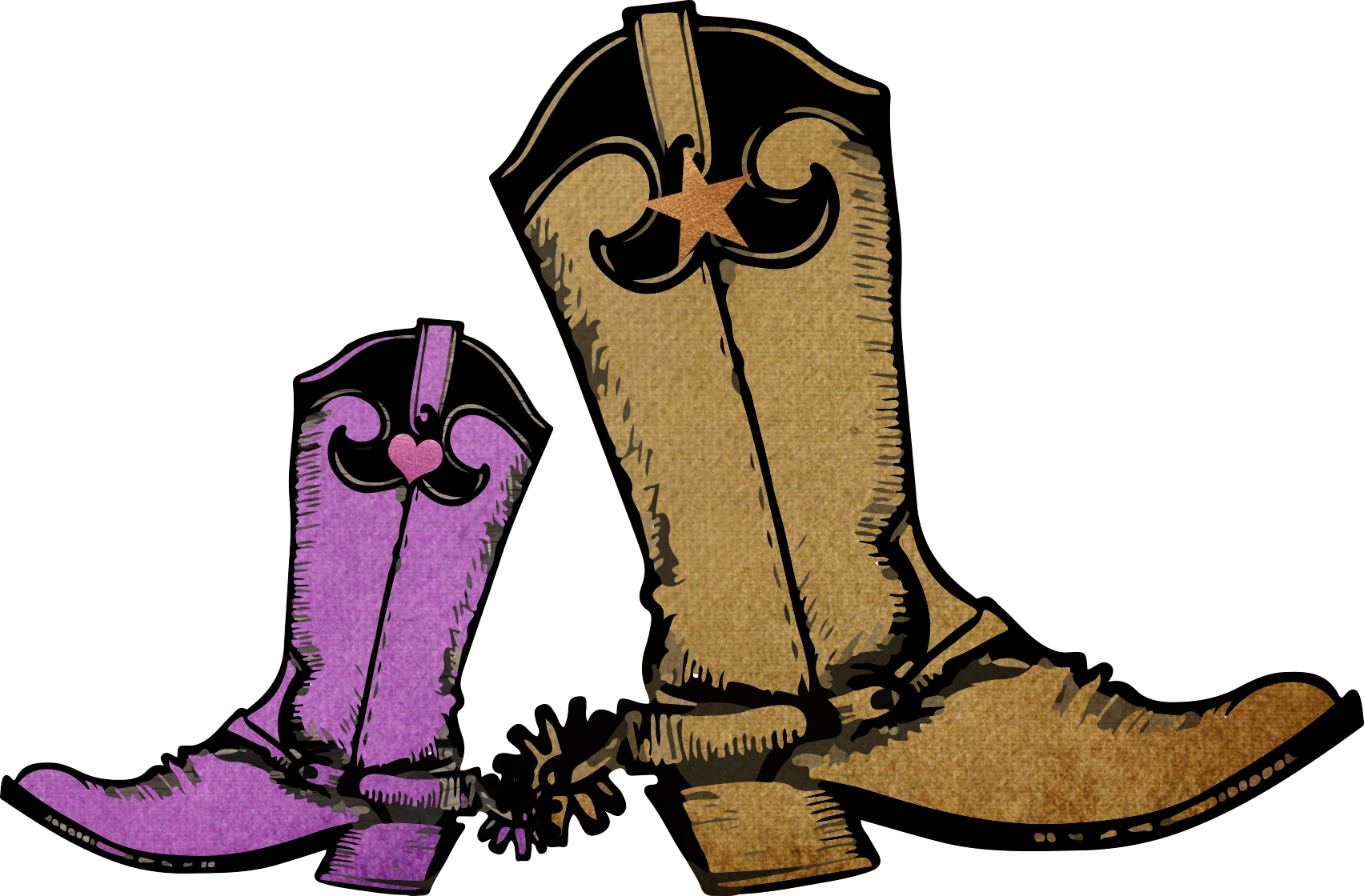 Boots - Purple Cowgirl Boots Cartoon Clipart (1704x1120), Png Download