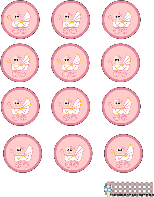 Free Printable Pink Baby Shower Round Labels Ⓒ - Business Model Clipart (612x792), Png Download