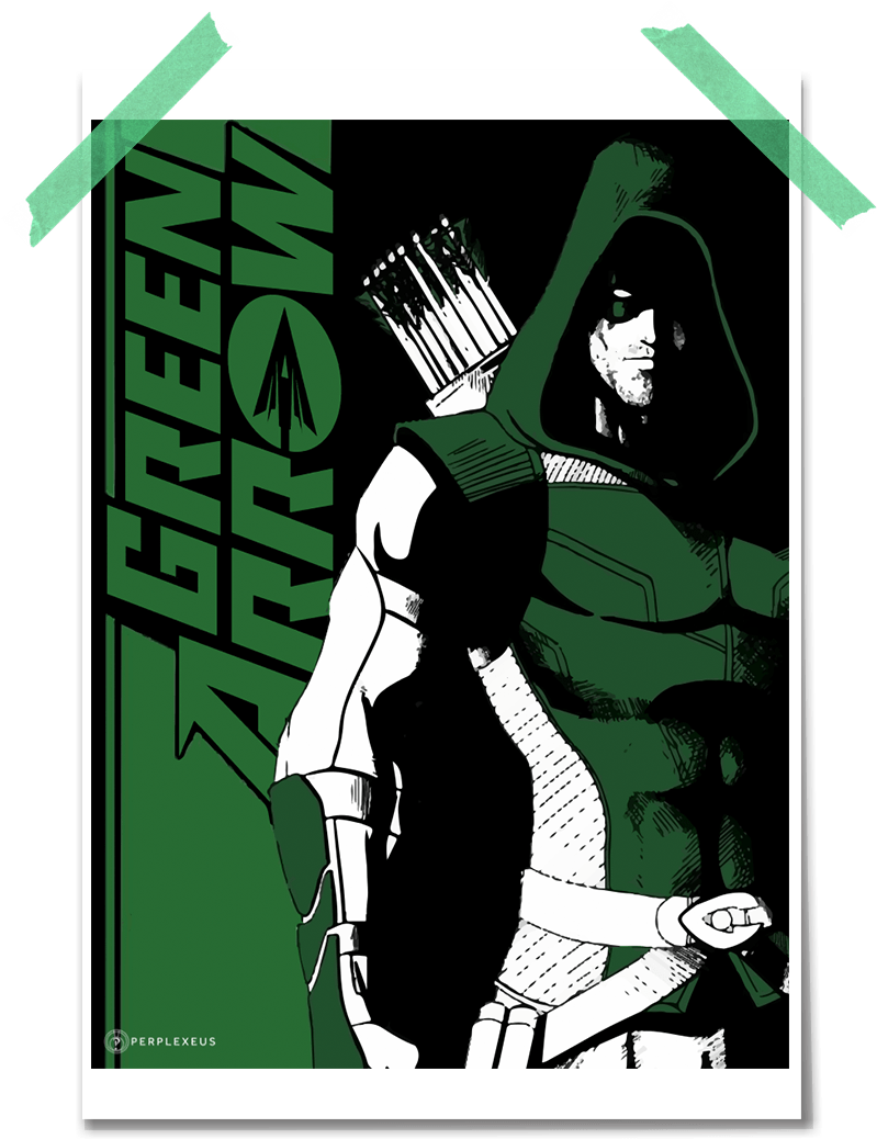 Green Arrow Minimalist Poster - Cartoon Clipart (1080x1080), Png Download