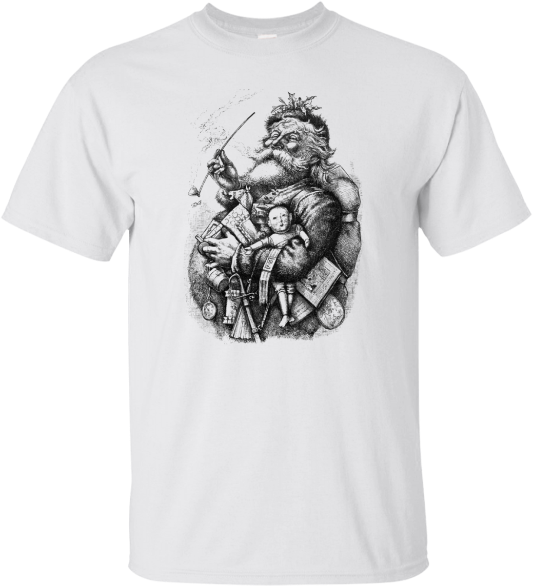 Vintage Santa Claus G200 Gildan Ultra Cotton T-shirt - Thomas Nast Merry Old Santa Claus Clipart (1155x1155), Png Download