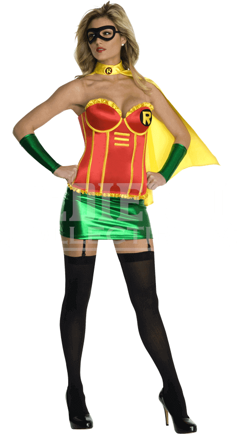 Adult Dc Comics Robin Corset Costume - Ladies Robin Fancy Dress Clipart (850x850), Png Download