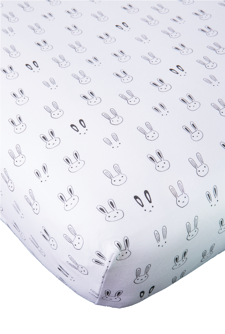 Black And White Bunny Crib Sheet Baby Noomie Pima Cotton - Platter Clipart (759x1123), Png Download