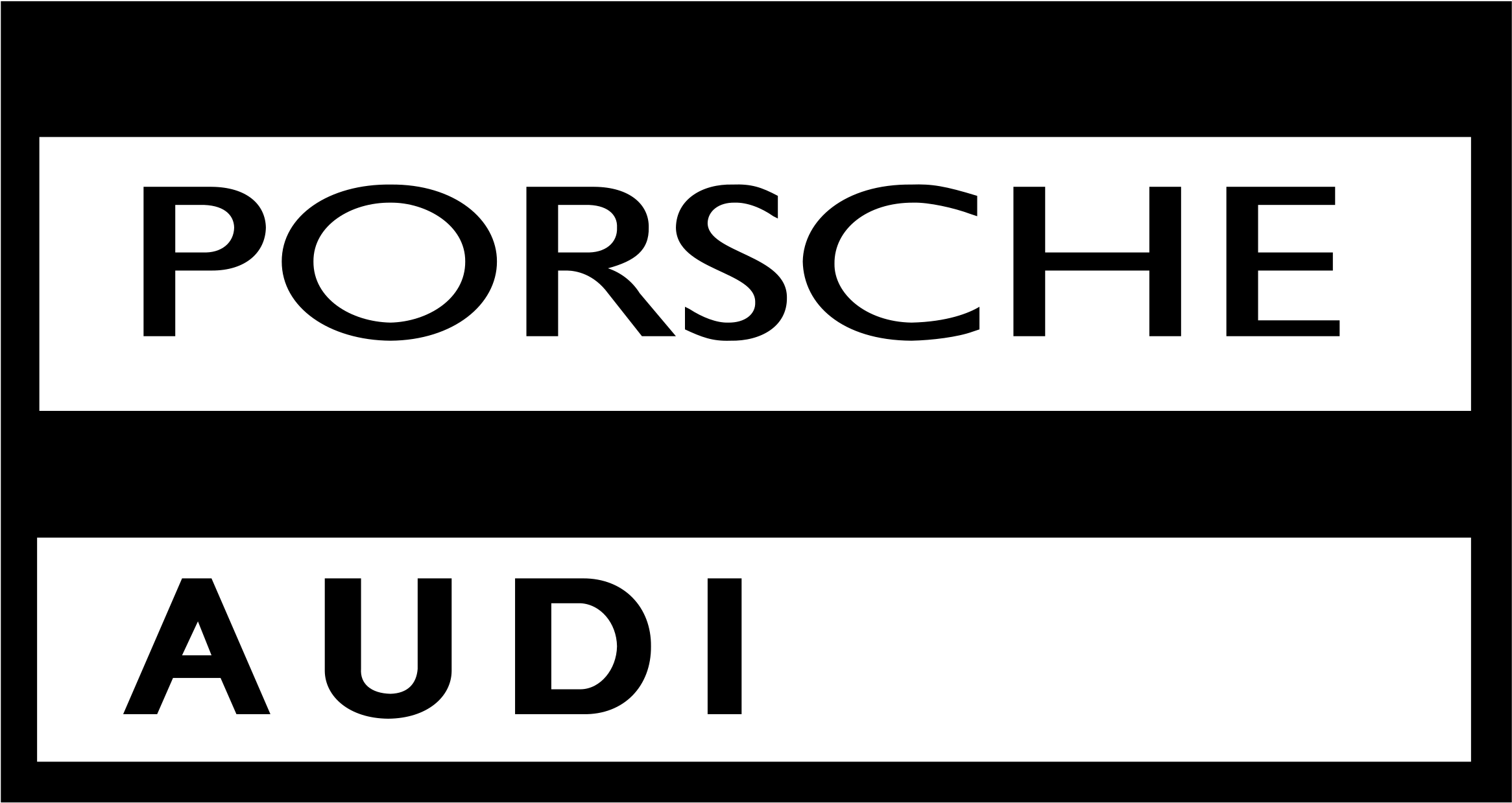 Porsche Audi Logo Png Transparent - Black-and-white Clipart (2400x2400), Png Download