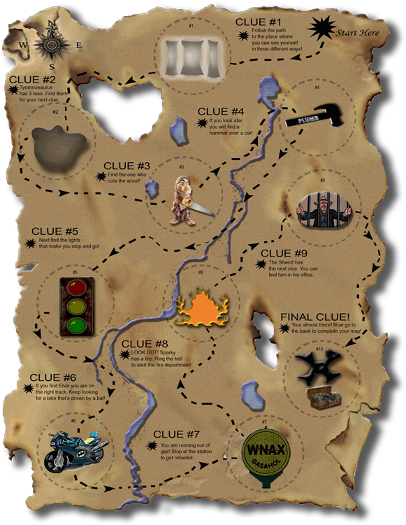 Pirate Treasure Hunt - Map Clipart (800x750), Png Download
