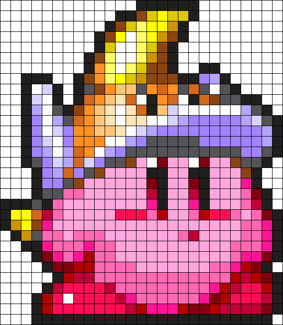 Cutter Kirby Perler Bead Pattern / Bead Sprite - Fire Kirby Perler Bead Clipart (568x652), Png Download