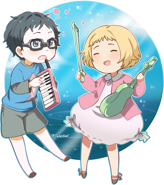 Your Lie In - Your Lie In April Chibi Clipart (571x661), Png Download