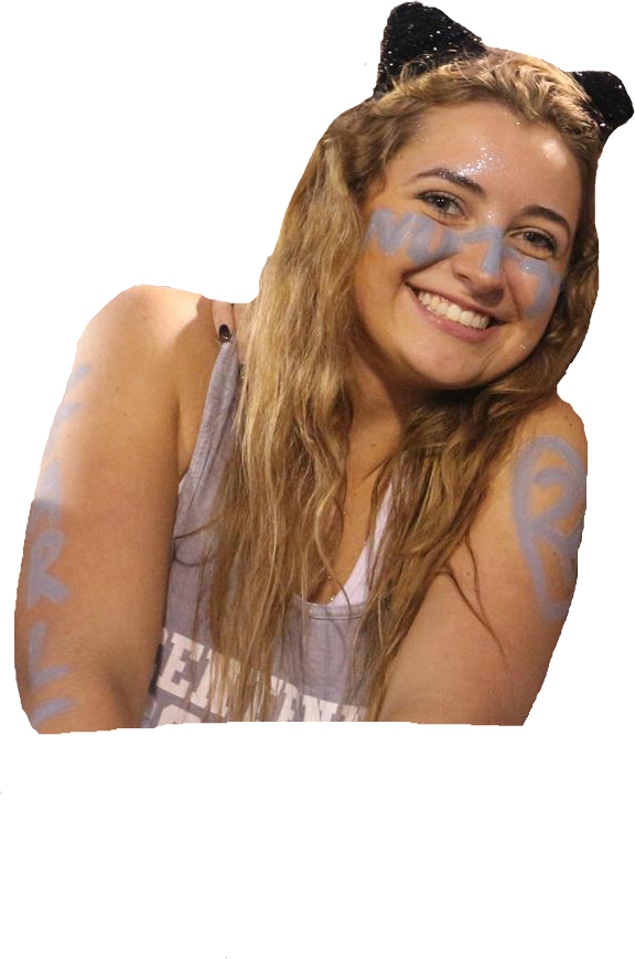 A Female Student Wearing Facepainting And A Cat-ear - Girl Clipart (576x869), Png Download