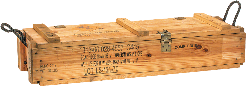 08 0934000000 105 Mm 36 Wooden Ammo Box - Wooden Ammo Boxes Clipart (1000x1000), Png Download