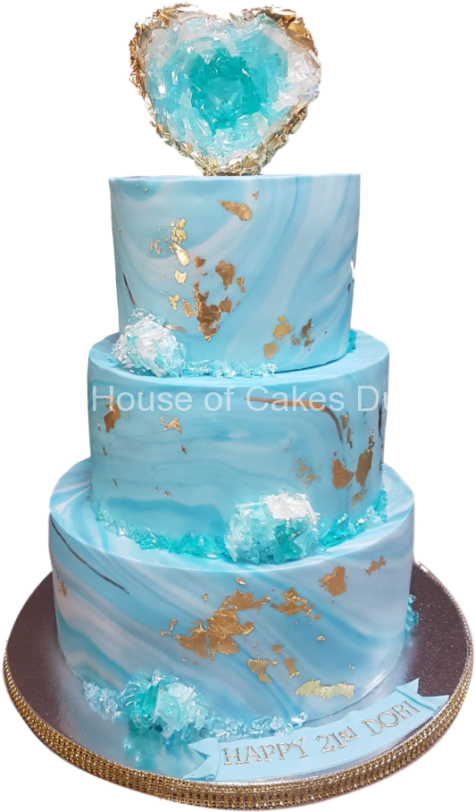 Light Blue And Gold Cakes Clipart (555x970), Png Download