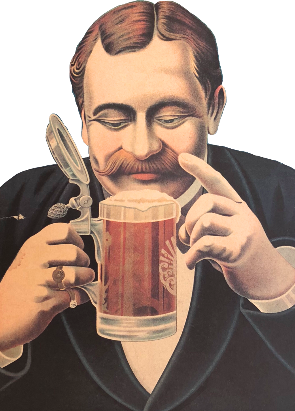 #beer #drinking #man #retro #vintage #seidel #mug #beermug - Drinking Retro Png Clipart (1024x1424), Png Download