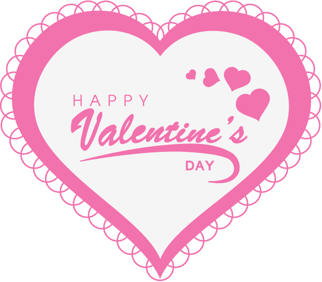 Happy Valentine's Day Text With Pink Heart - Valentine's Day Clipart (650x570), Png Download