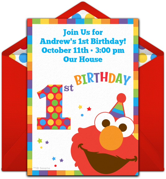 Elmo's 1st Birthday Online Invitation - Carnival Themed Birthday Party Clipart (650x650), Png Download