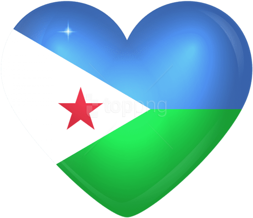 Free Png Djibouti Large Heart Flag Png Images Transparent - Djibouti Flag Printable Clipart (850x734), Png Download