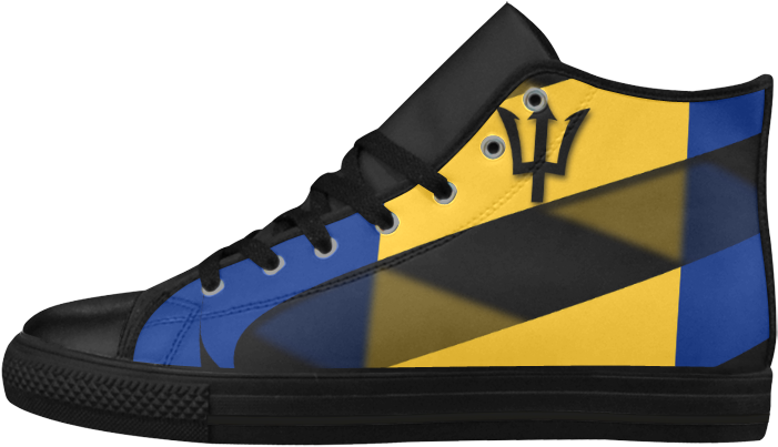 The Flag Of Barbados Aquila High Top Microfiber Leather - Basketball Shoe Clipart (1000x1000), Png Download