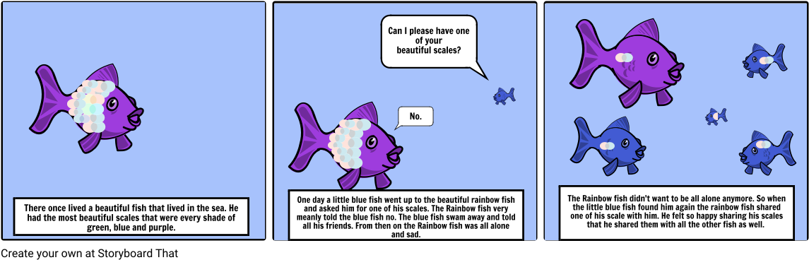 The Rainbow Fish - Cartoon Clipart (1164x385), Png Download